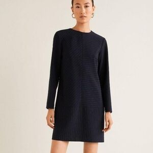 Mango Suit Women's Pinstripe Print Low Waist Long Sleev Mini Dress Size 4